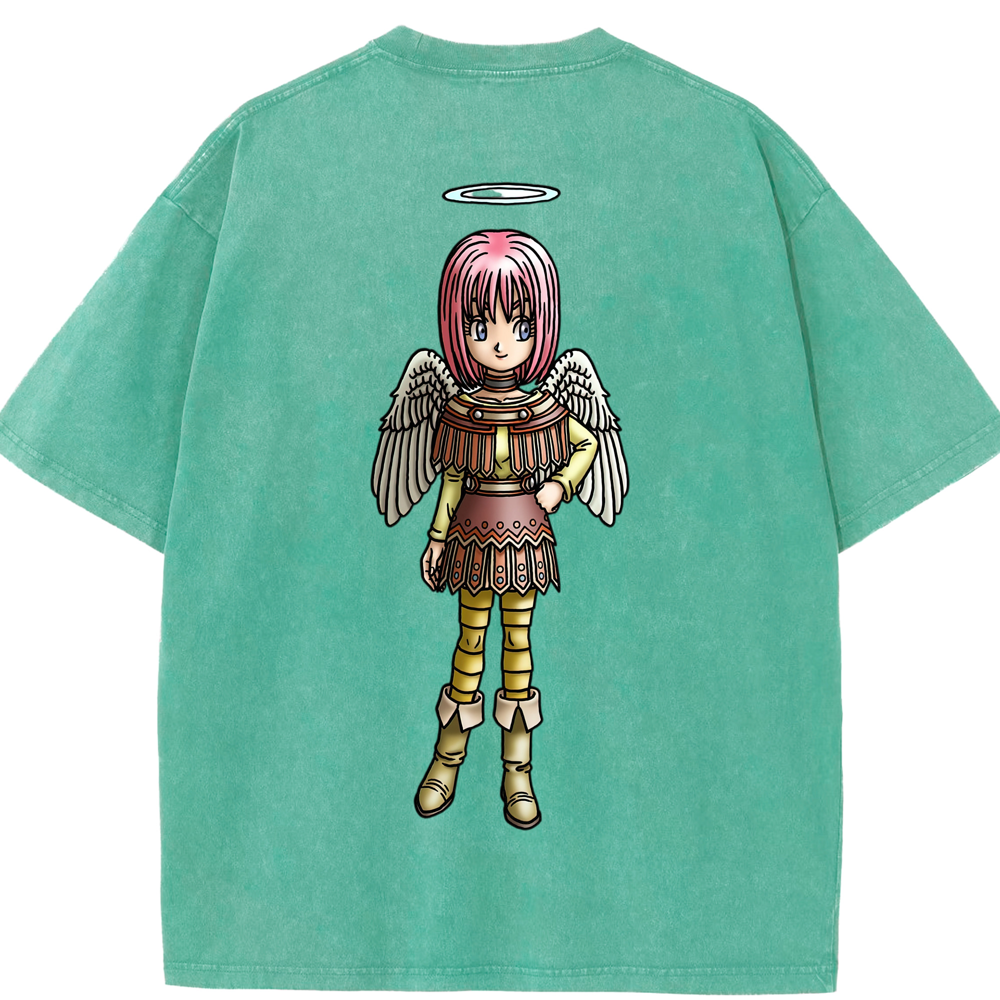 （画像用） ドラゴンクエスト Doragon Kuesuto Dragon Quest 綿100% ヴィンテージ風 半袖Tシャツ（背面プリント）